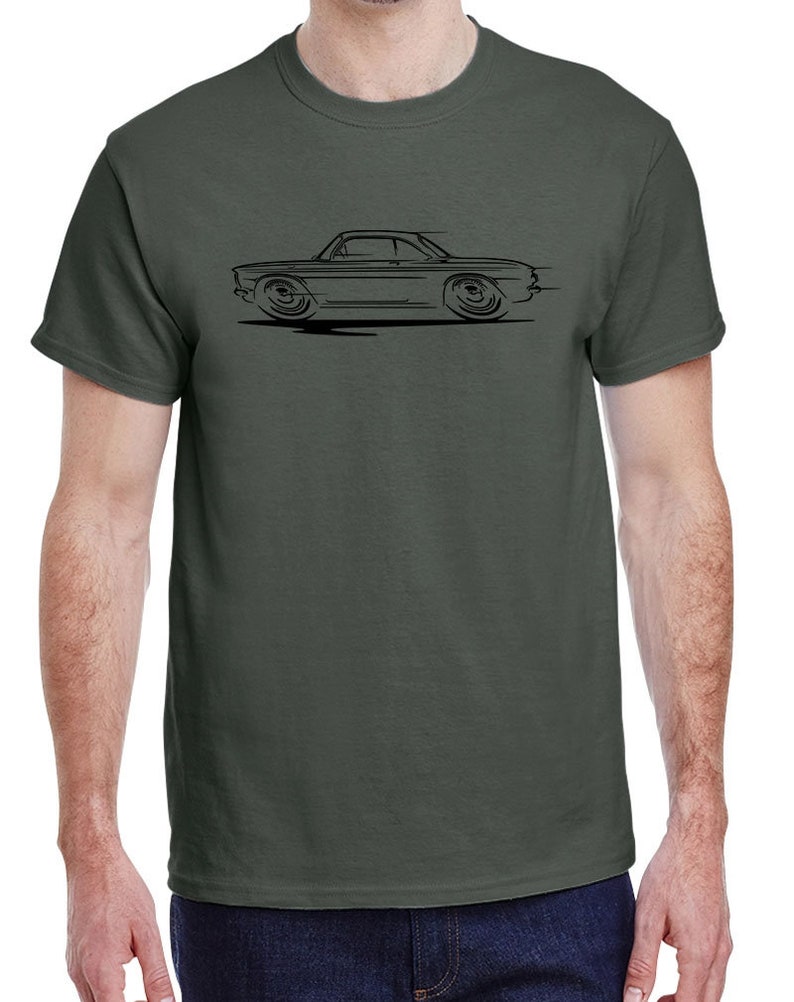 1960-64 Corvair Hardtop Redline Design Tshirt Military Green