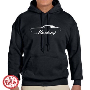 1971 1972 Ford Mustang Coupe Classic Outline Design Hoodie Sweatshirt