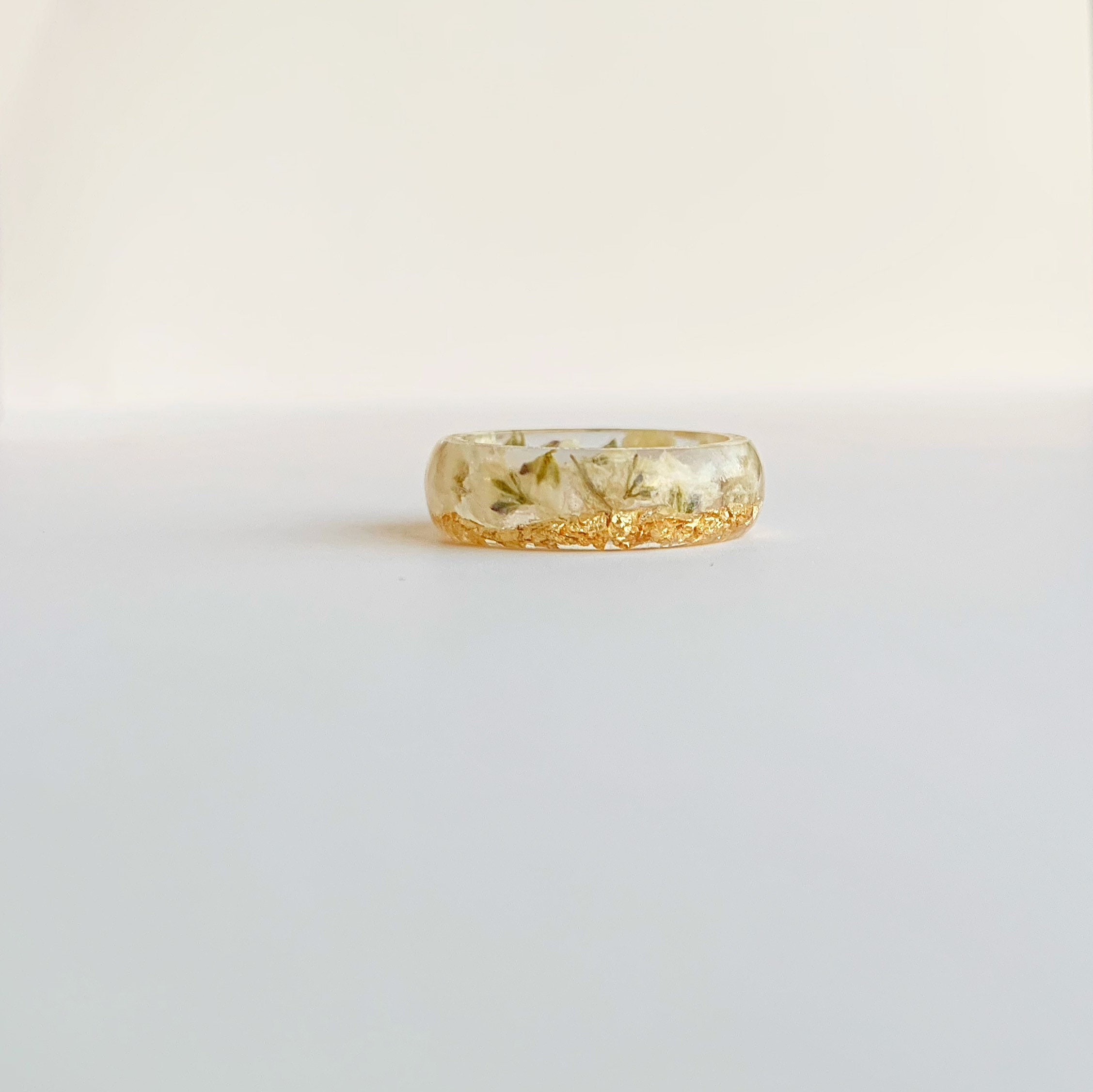 White Babys Breath Flower Ring Pressed Flower Ring Flower Etsy