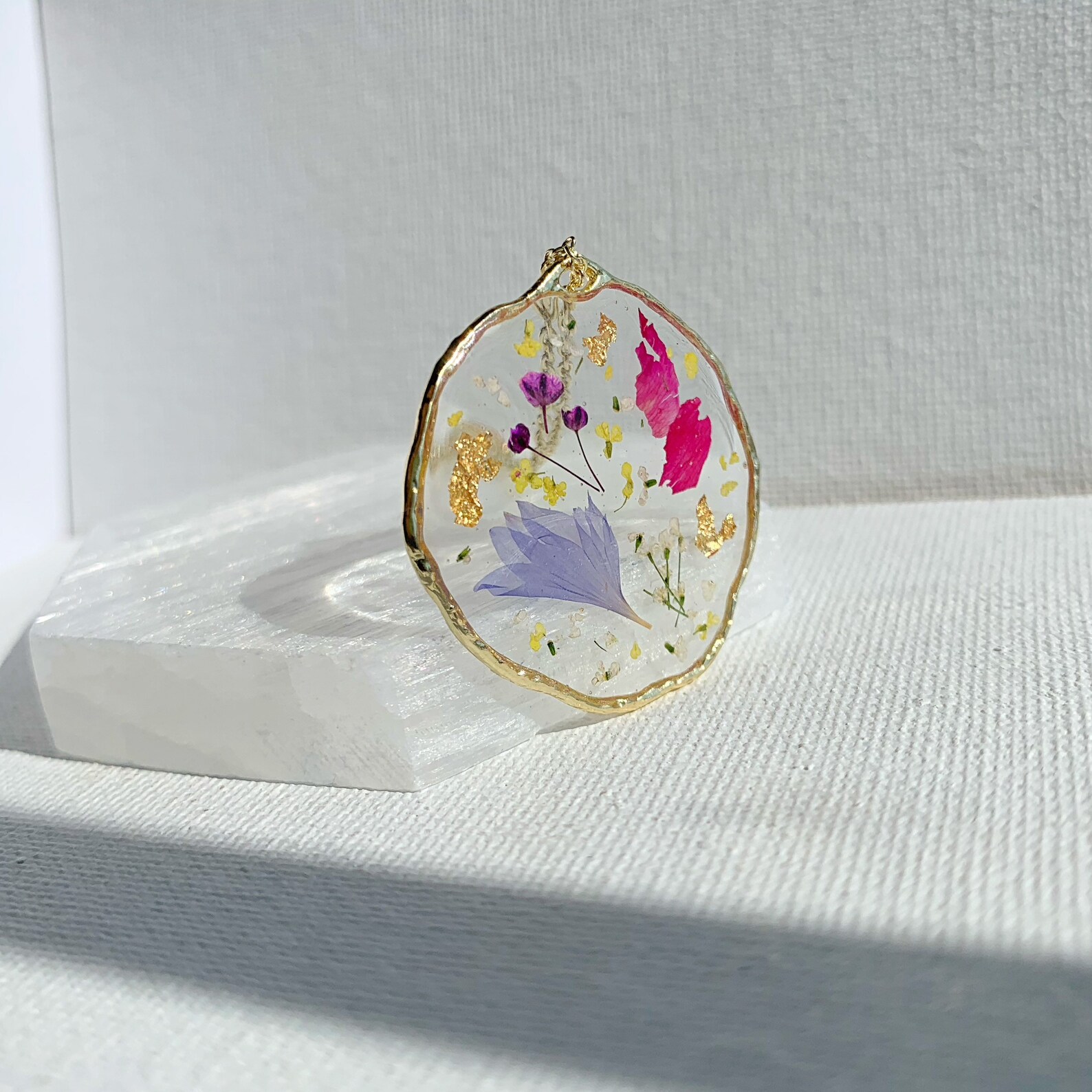 Etsy pressed flower necklace Clearance