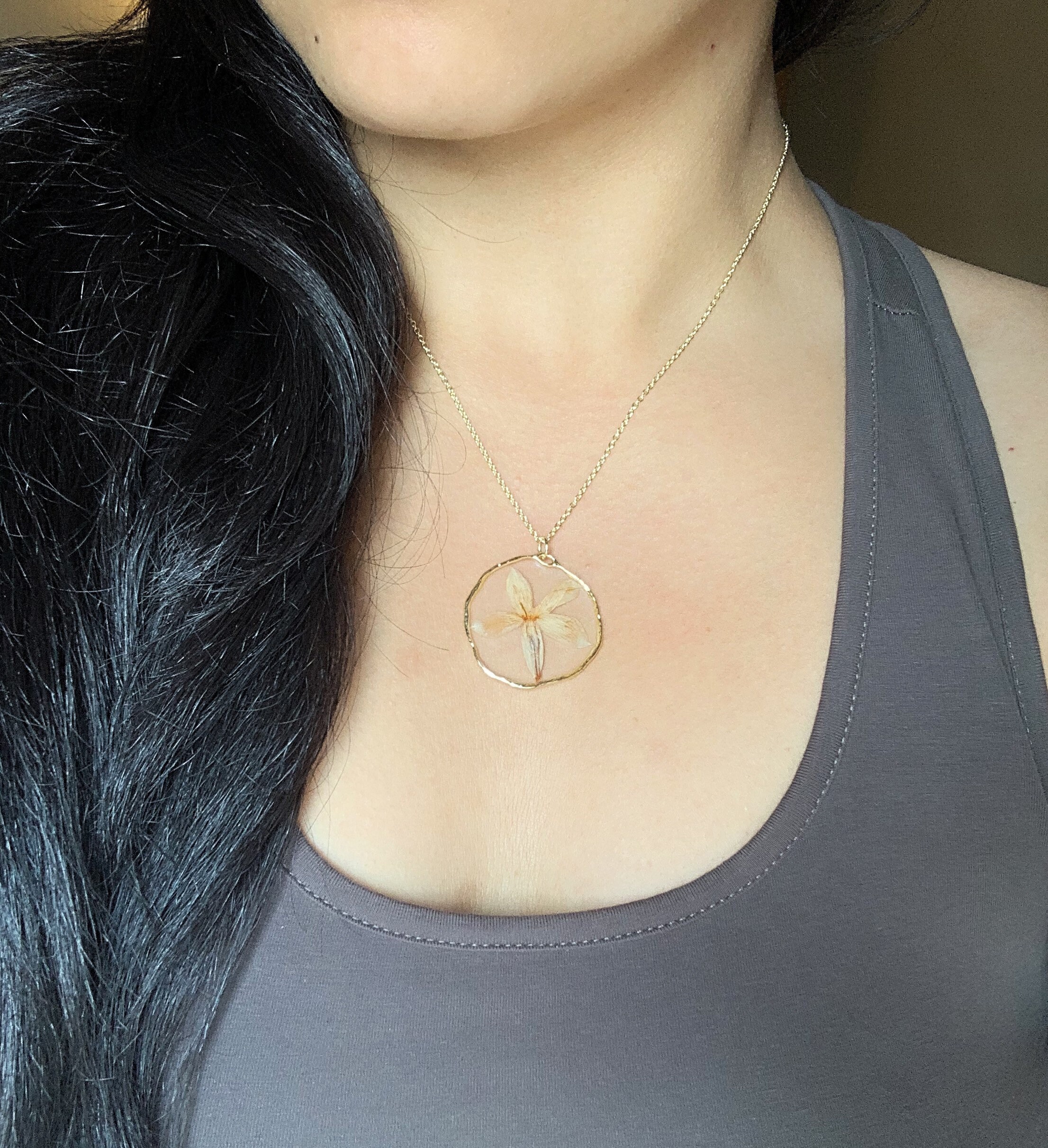 Jasmine Flower Necklace Pressed Jasmine Flower Necklace Etsy