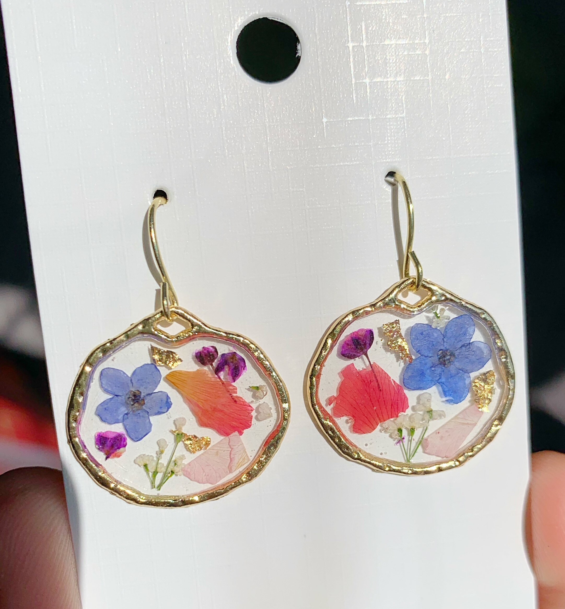 Pressed flower earrings flower earrings dangle earrings Etsy