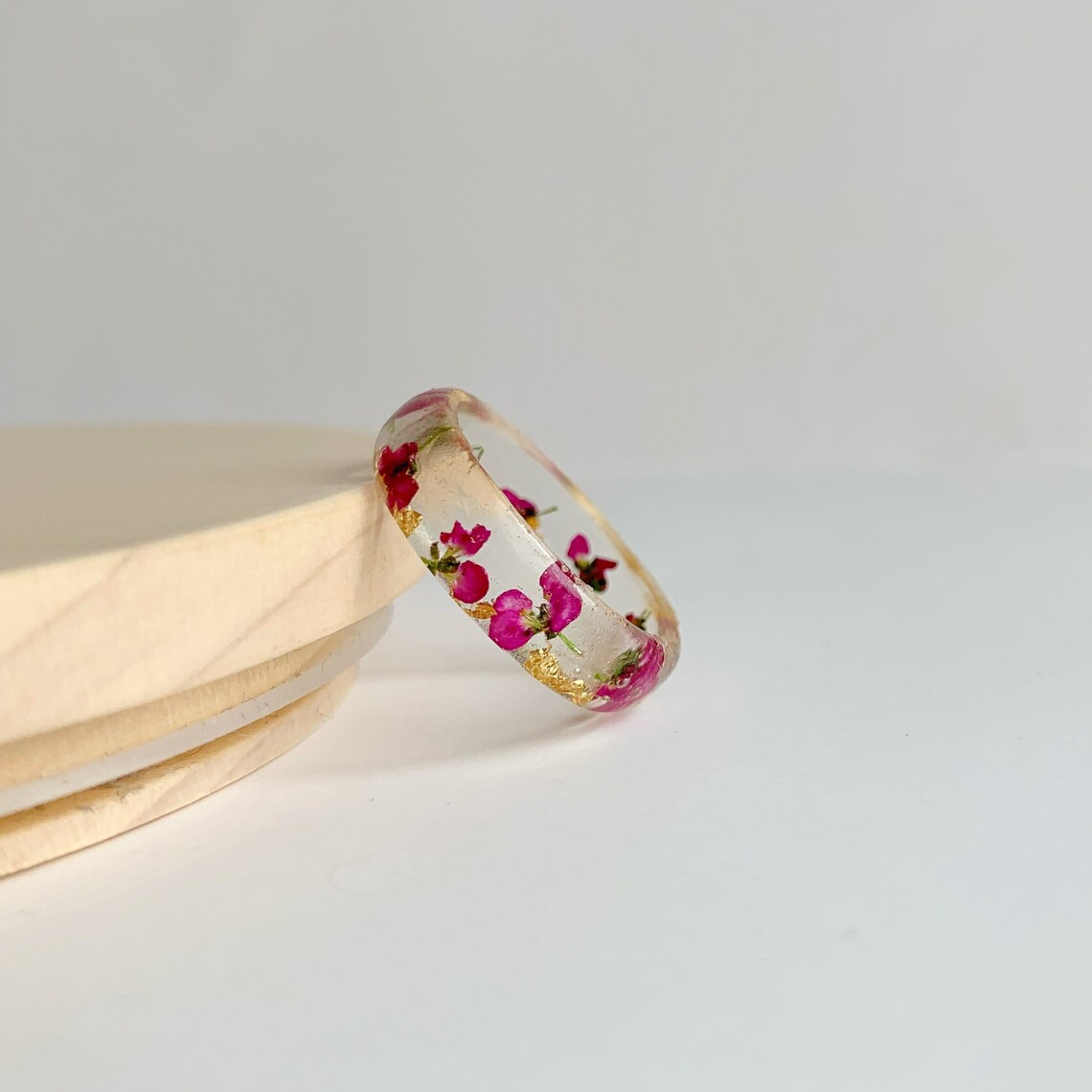 Real flower ring Clear Flower Ring Pink Flower Ring Etsy