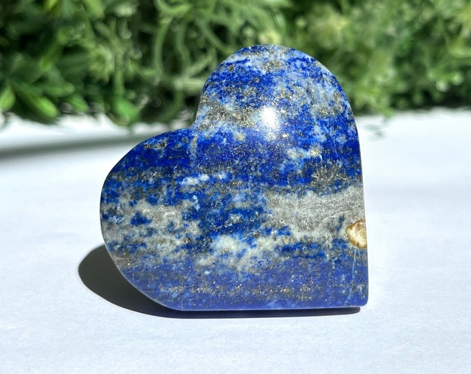 Lapis Lazuli Puff Heart Crystal Gorgeous Blue Crystal Specks Pyrite