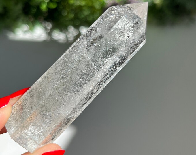 Clear Quartz Crystal Tower Point Chlorite Inclusions