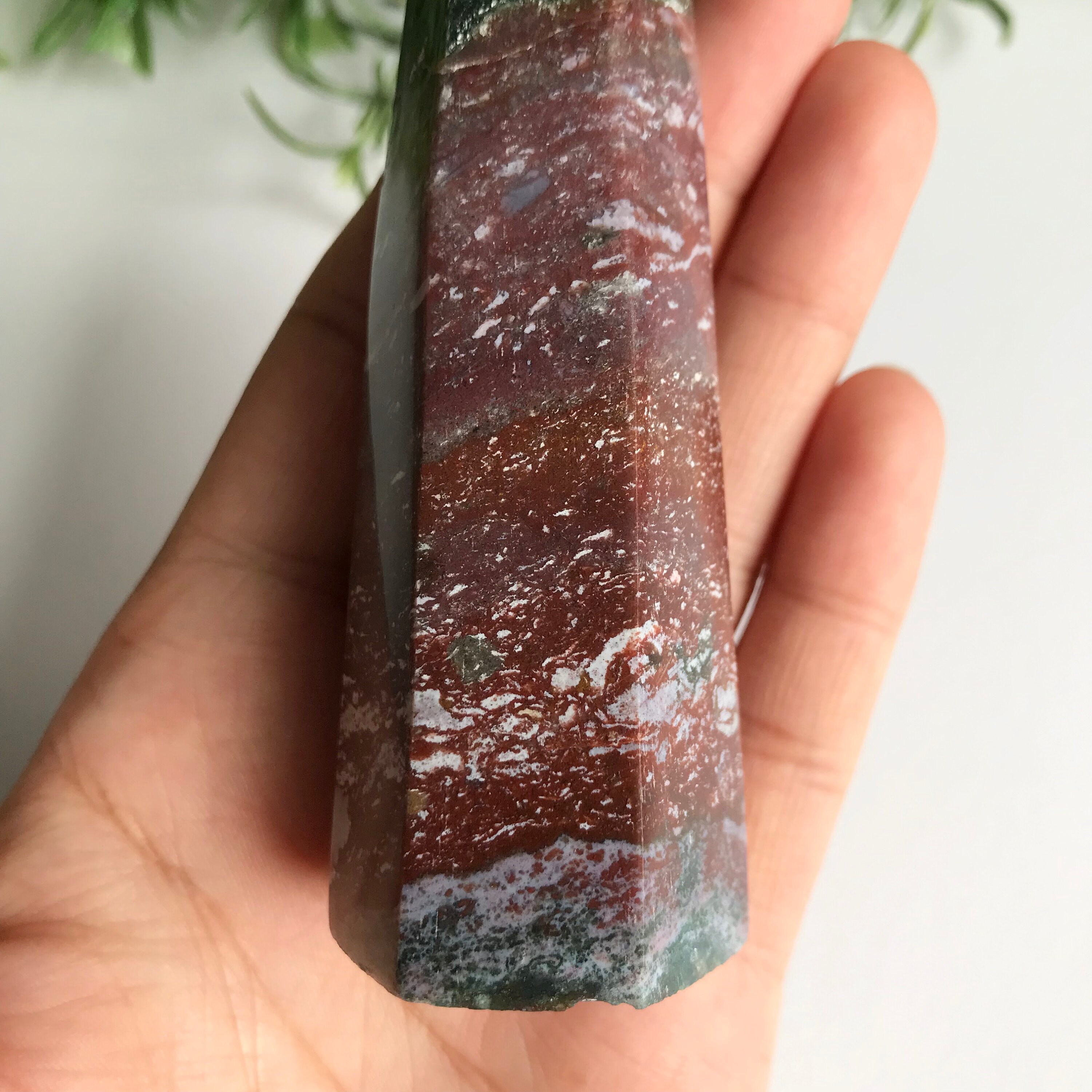 Beautiful Red Green Moss Agate Tower Point Obelisk Indonesian | Etsy
