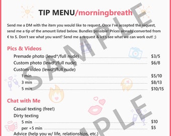 Only fans tip menu template