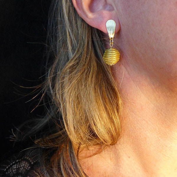 Boucles d'oreilles en Or Végétal- Capim Dourado- Fait Main