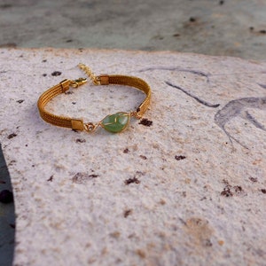 Vegetable Gold and Aventurine Bracelet - Capim Dourado - Handmade