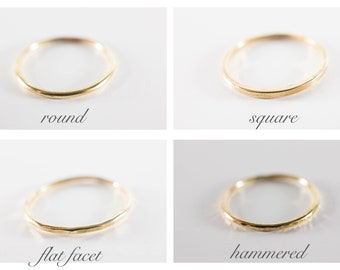Brass Single Stacking Ring Flat Facet Hammered