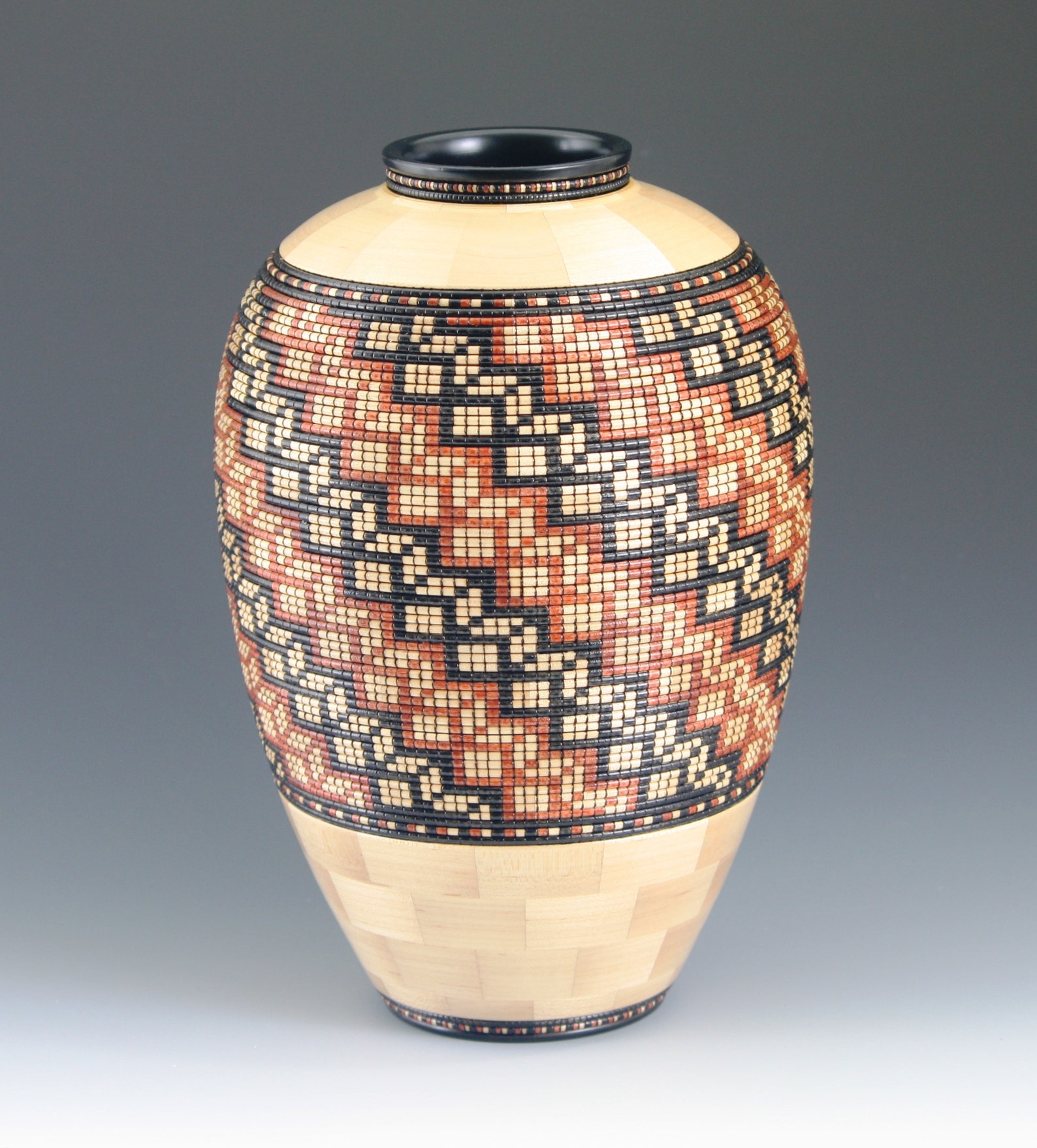 Basket Weave Illusion Segmented Wooden Vase Etsy
