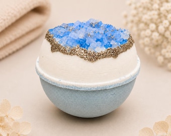Azurite Geode Bath Bomb | Crystal Inspired Bath Bomb | Spa Gift | Self Care Gift | Handmade Bath Fizzy