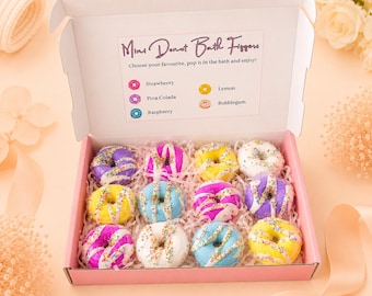 Mini Donut Bath Bombs Gift Set | Bath Bomb Gift Set | Birthday Gift | Novelty Gift | Kids Gift | Handmade UK