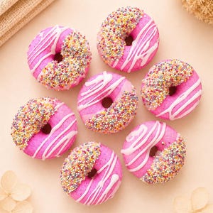 Bombe de bain rose Donut | Cadeau d'anniversaire pour enfants | Bombe de bain à la fraise | Fait main au Royaume-Uni