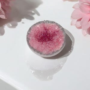 Pink Geode Bath Bomb | Geode Bath Bomb | Crystal | Crystal Bath Bomb | Bath Bombs | Gift | Gift Set | Self-Care | Half Moon Shape Bath Bomb