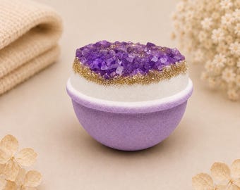 Amethyst Geode Bath Bomb | Bath Bombs | Crystal Inspired Bath Bomb | Spa Gift | Relaxing Self Care Gift | Handmade Bath Fizzy