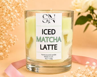 Iced Matcha Latte Soy Candle | Hand Poured Gel Wax Blend | Novelty Gift | Handmade UK | Birthday Gift | Novelty Candle | Candle