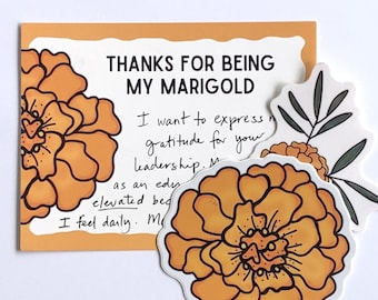 Marigold Thank You Postcard: Teacher Appreciation Gift