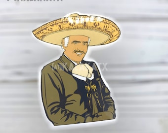 Vicente Fernandez Glossy Vinyl Sticker | Handmade Sticker for water bottles, laptops & planners | Kalaka Tx