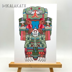 COATLICUE: Kunstdrucke, perfekt für eine Collage-Wand oder einen schönen Rahmen! Coatlicue ist eine Mexica Gottheit - 5x7. und 8x11,5 | Azteken, Mexica Kunst