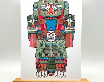 Coatlicue Art Print: Mexica Aztec Deity, Collage Wall Decor