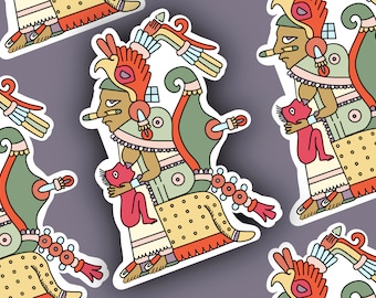 Xochiquetzal, Aztec Mother figure, Matte or Glossy Vinyl Sticker