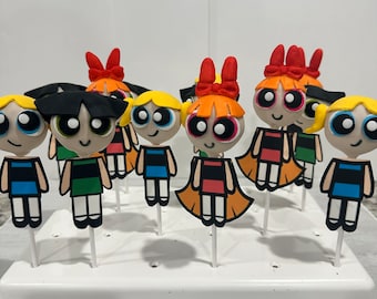 Children character themed cake pops Powerpuff girls.  Sold by the dozen. No shipping outside MD, DC or Virginia