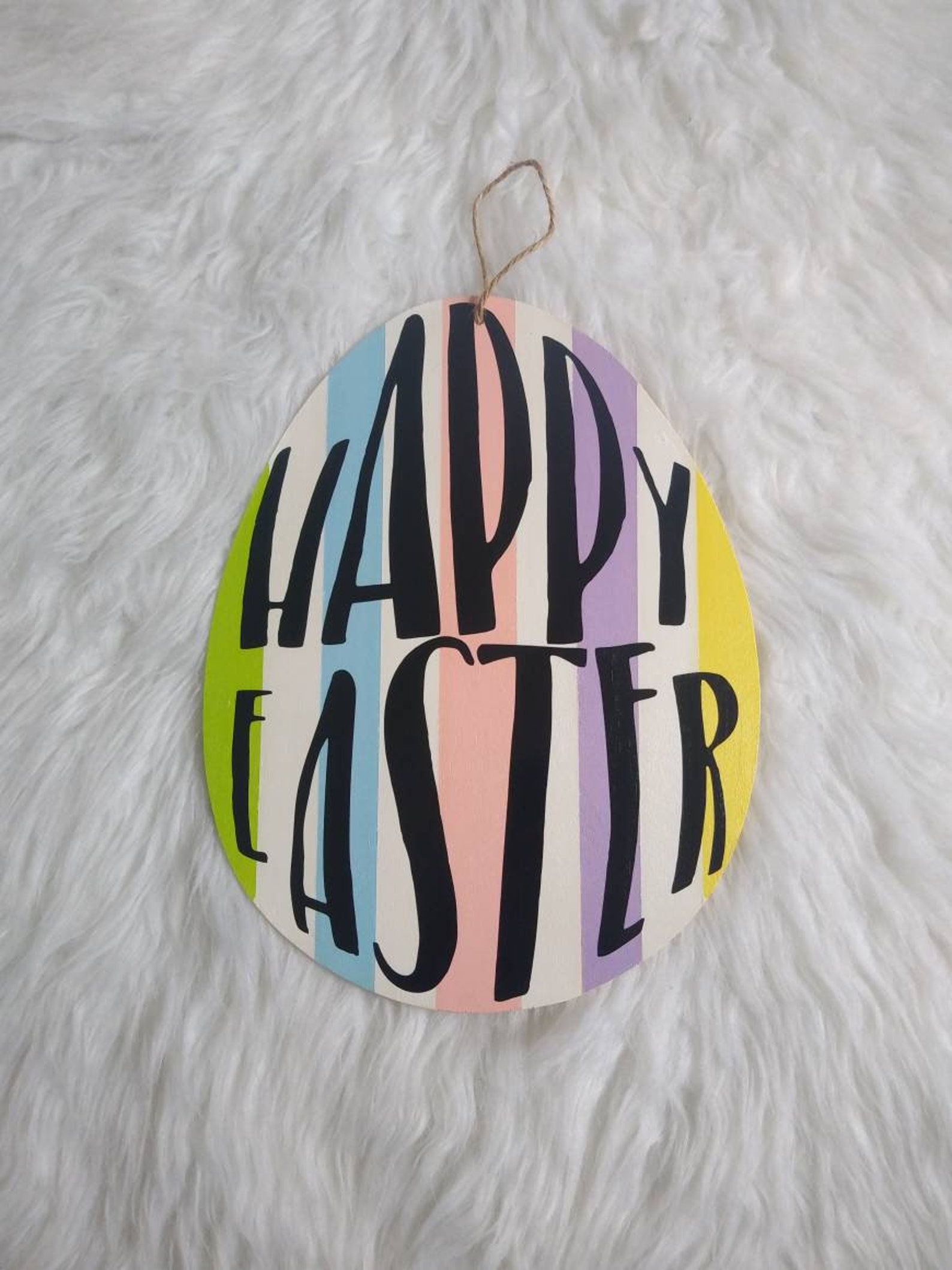 Happy Easter Wooden Egg Sign Etsy