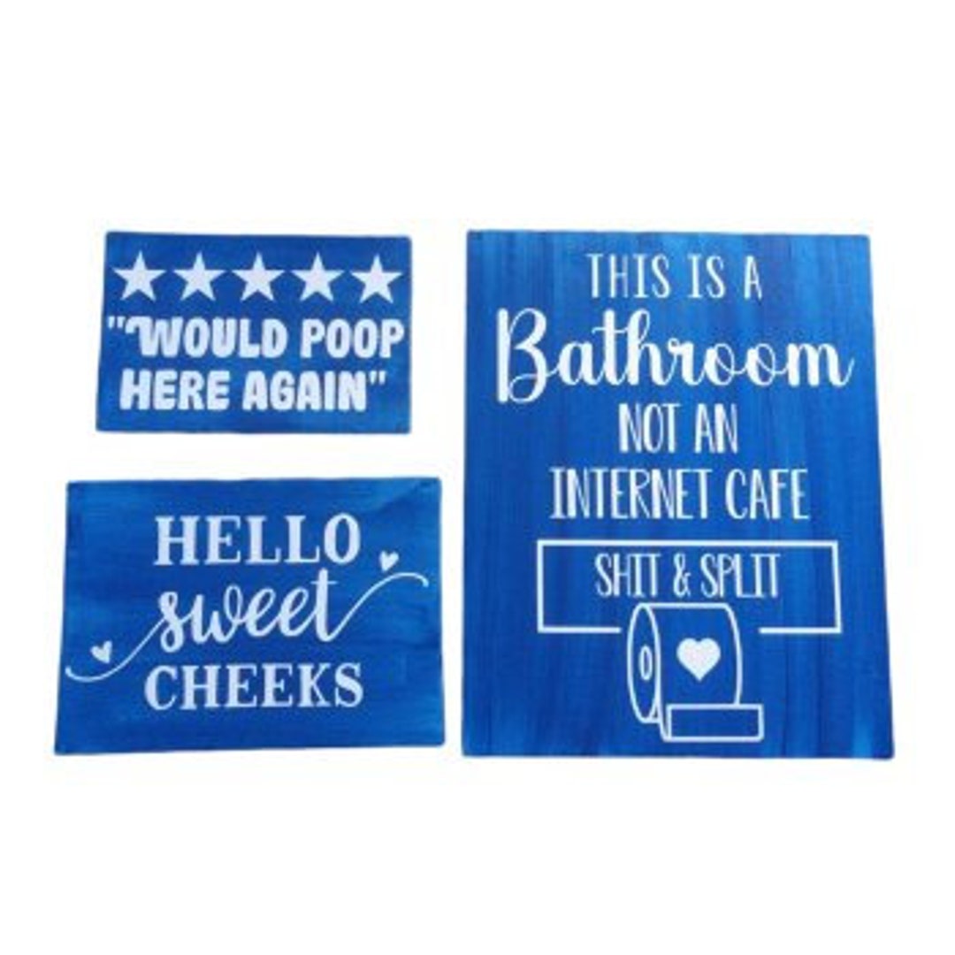 Bathroom 'pun' Signs Set Etsy