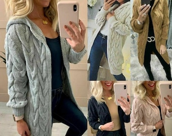 womens chunky cable knit cardigan