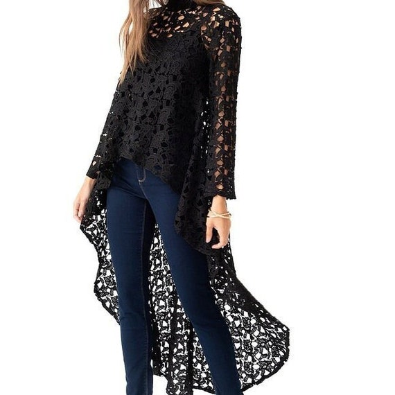 High low sales lace top
