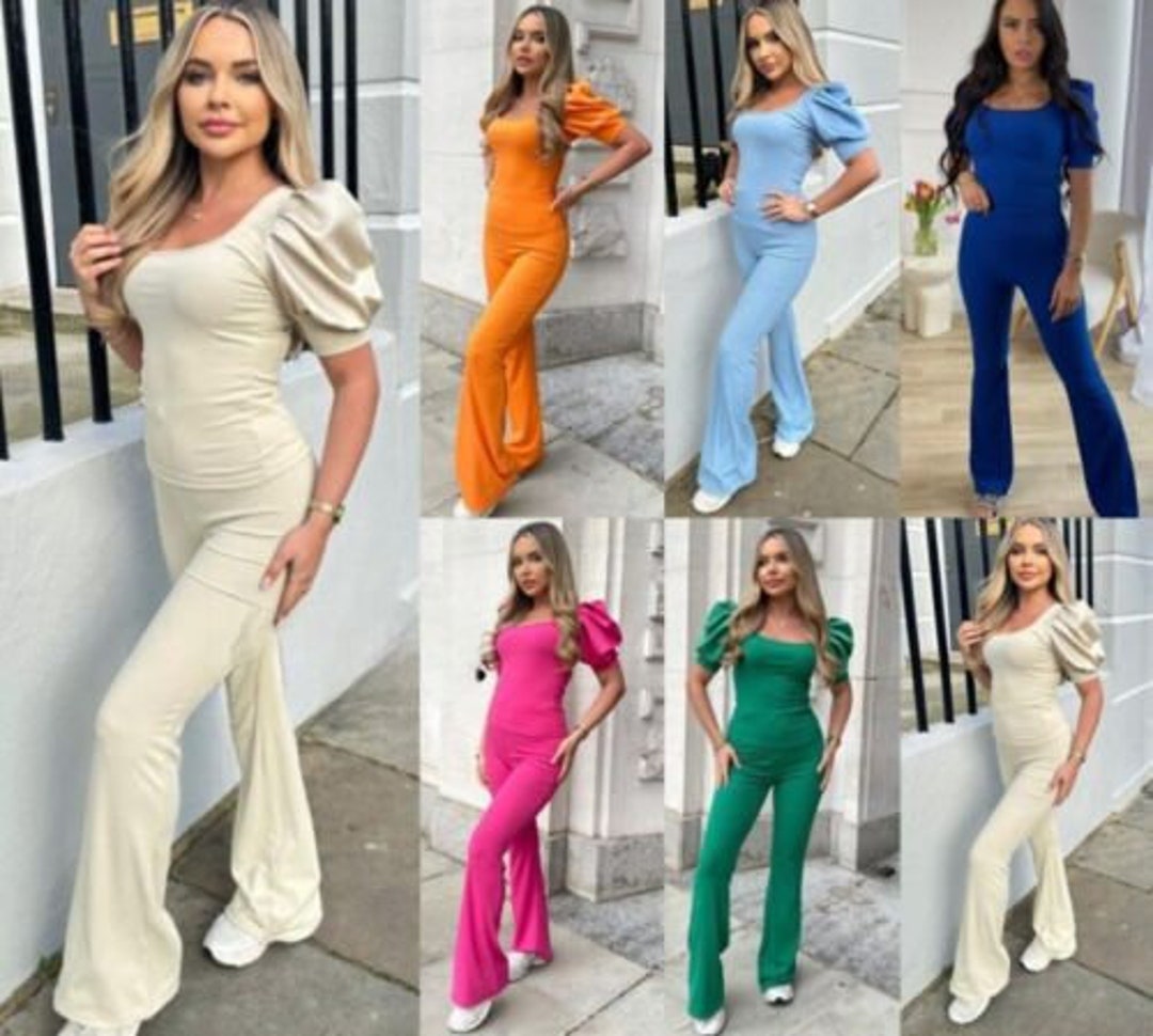 Womens Satin Frill Puff Sleeve Top Bottom Ribbed Co Ord Loungewear  Tracksuit Set -  UK