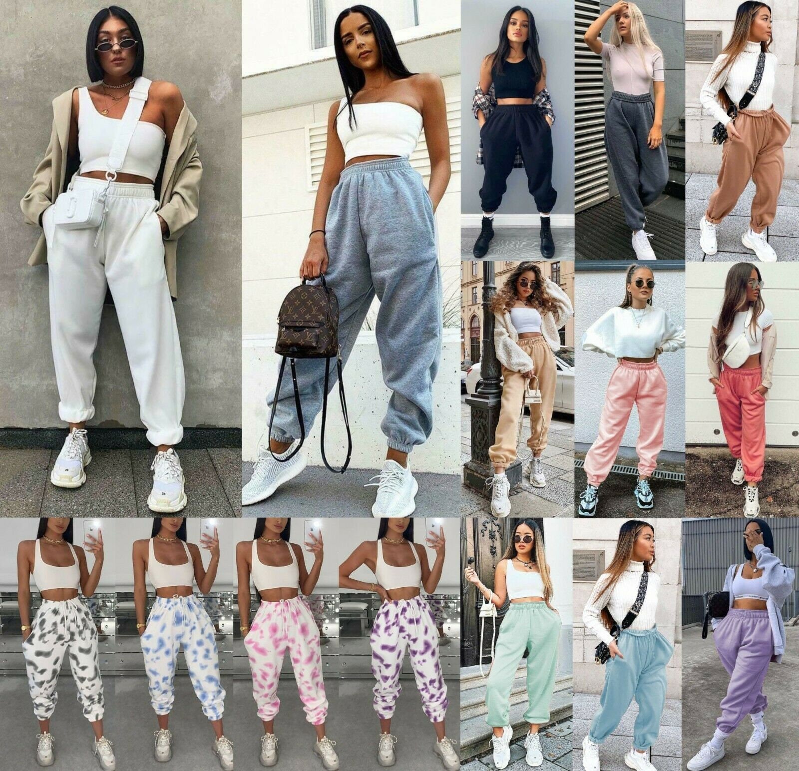 Womens Ladies Oversized Pocket Baggy Cuffed Bottoms Fleece Joggers Cuffed  Joggers -  Ireland