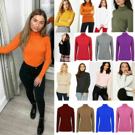 LADIES PINK BLACK CREAM POLO-NECK ROLL JUMPER WOMENS LONG SLEEVE TOP SIZES 8-22 LADIES PINK BLACK CREAM POLO-NECK ROLL JUMPER WOMENS LONG SLEEVE TOP SIZES 8-22
