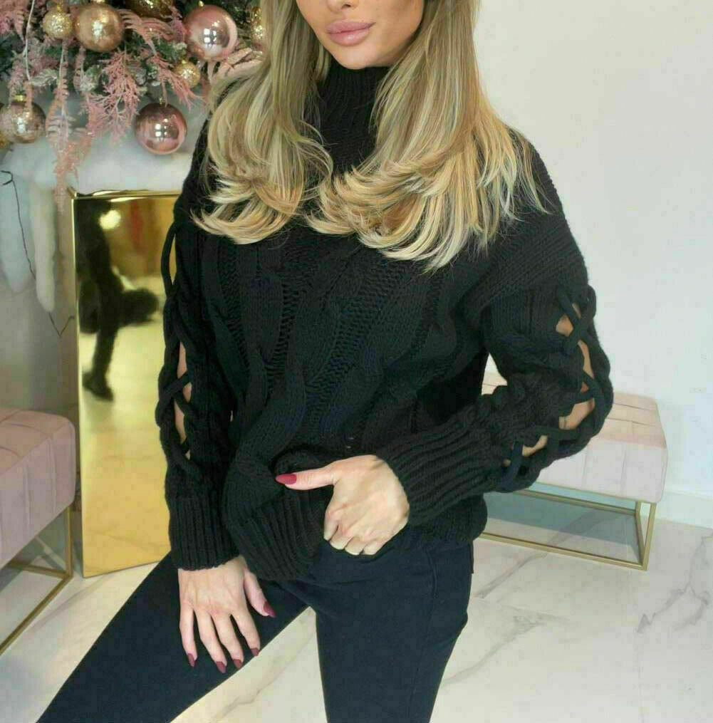 Braided sleeve sweater top
