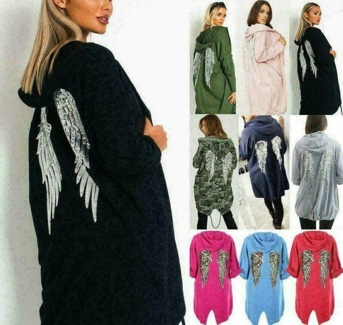 Women Ladies Sequin Angel Wings Back 