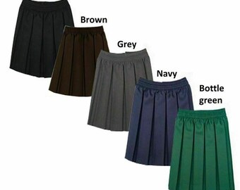 Girls School Skirts Box Pleated Elasticated Waist Skirt Kids School Uniform New