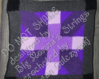 Tunisian X Plus Crochet Quilt Block