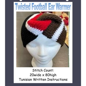 Tunisian Twisted Football Ear Warmer Pattern