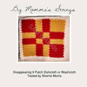 Disappearing 9 Patch Dishcloth or Washcloth