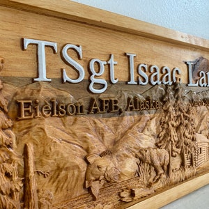 3D-cadeau weggaan | Gepersonaliseerd berglandschap US Armed Forces plaquette | Militaire cadeauprijs | Gepensioneerde strijdkrachten | Alaska Airforce