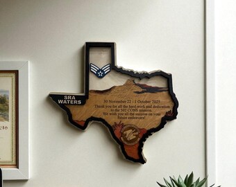 Custom Any US State Landscape Map Wood Plaque: Military PCS Gift