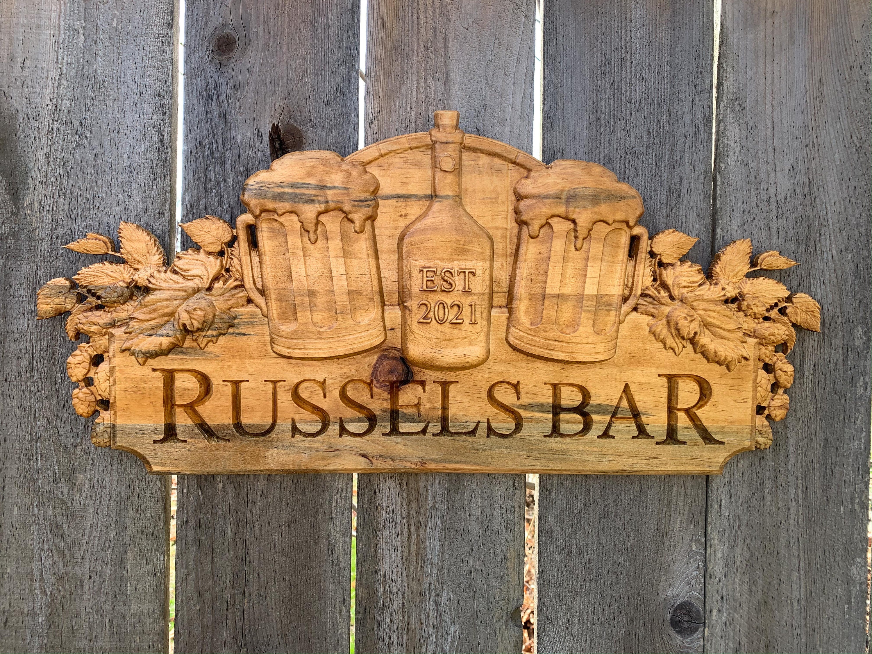 Family Name Wine Cellar Bar 3D Wood Sign Anniversary Etsy