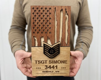 Targa di grado in legno personalizzata: regalo per la promozione di grado militare.