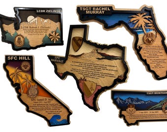 Custom Any US State Landscape Map Wood Plaque: Military PCS Gift