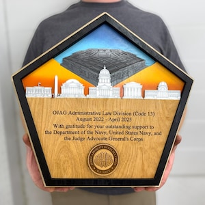 El Pentágono / Washington DC / Placa personalizada de madera en capas / Premio de regalo militar / Regalo de agradecimiento al jefe / PCS / Regalo de despedida