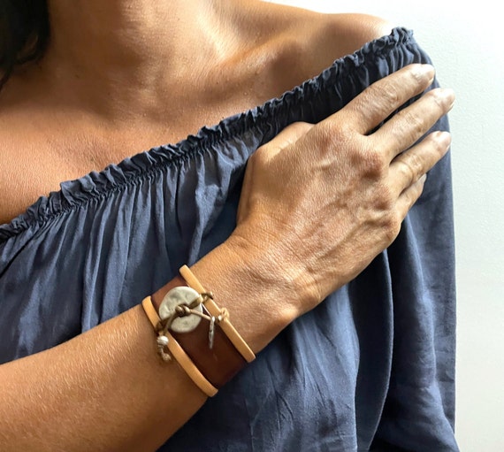 Big leather deals bracelets