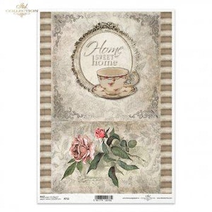 Home Sweet Home R0712 107 Papier de riz Découpage Papier fibre Motif Serviette en papier Technique Découpage Papier Scrapbooking