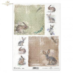 Hase Häschen R1354 67 - Decoupage Paper Papier Faserpapier Motivpapier Serviettentechnik