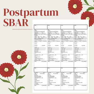 4 Mom and 4 Baby - OB / Postpartum / Nursery / Maternal Child Nurse Handoff Report SBAR Sheet